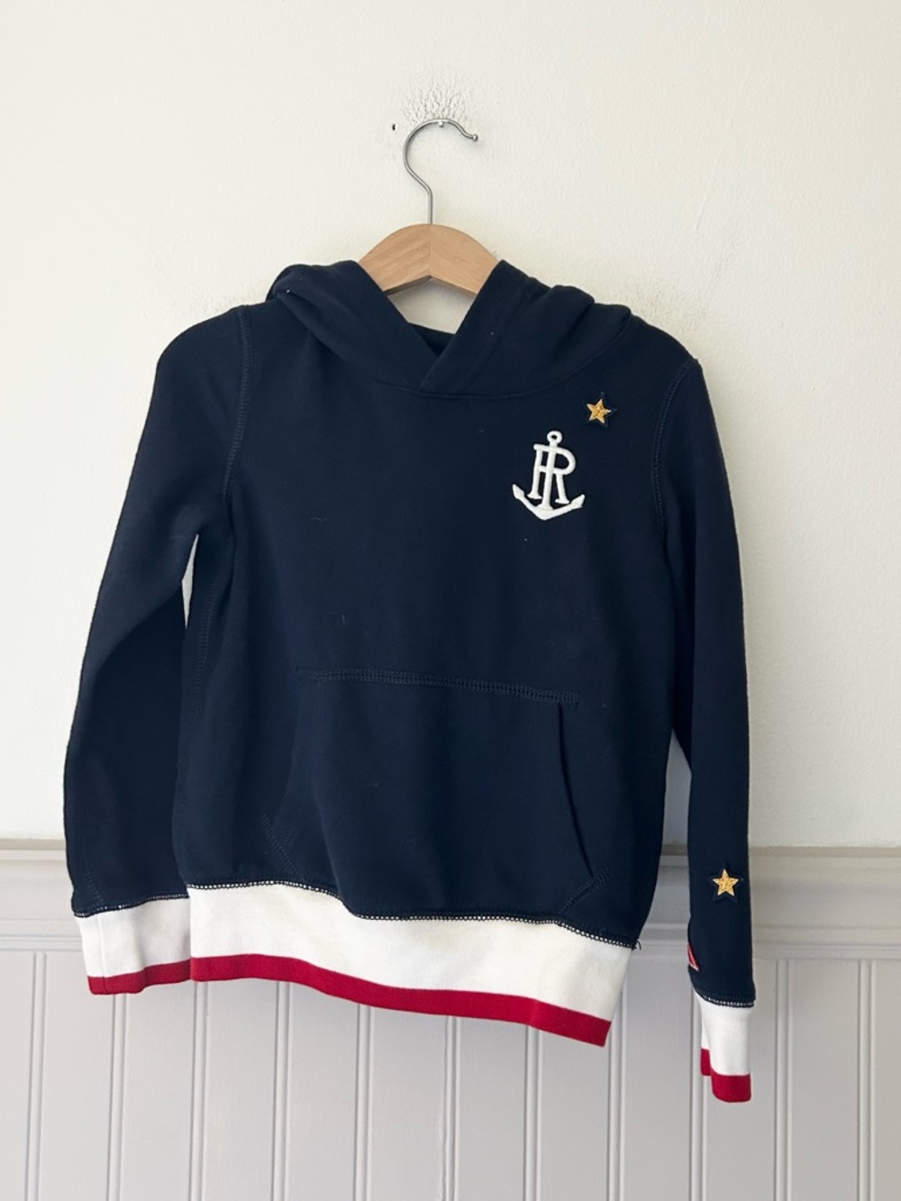 Polo Ralph Lauren Girls 6 Navy Kids Hooded Sweatshirt with Anchor Patch